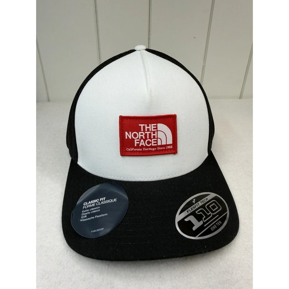 The North Face Mens Keep It Patched Trucker Cap Hat TNF Black Horizon Red White